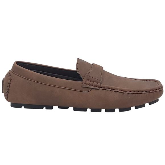 Gallery Seven Men Slip On Moc Toe Driving Loafers Size US 8.5 Brown Faux Leather - Picture 2 of 5